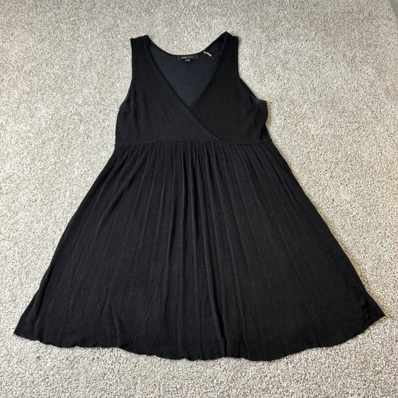 BCBGMAXAZRIA Black Knit Dress Sleeveless‎ Fit & Flare Ribbed Casual Medium - Picture 1 of 5